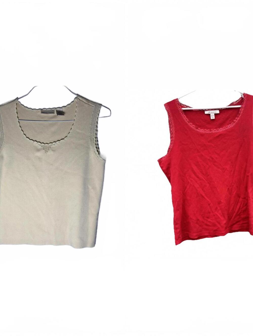 tank top and tank sweater y2k era cottage cotton lace crochet trim bundle sz L